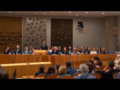 Minister-president Rob Jetten spreekt de Regeringsverklaring uit in de Tweede Kamer